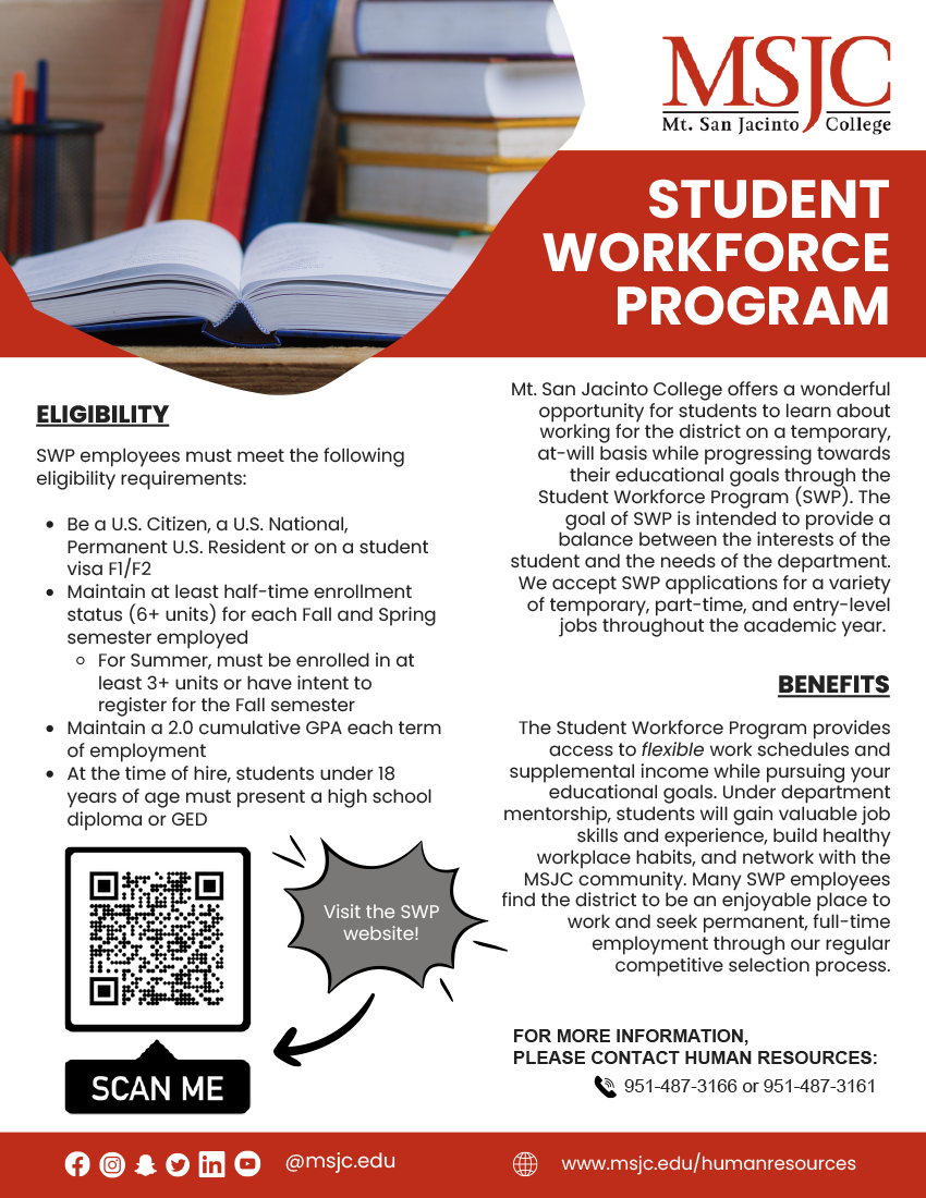 Student Workforce Program flyer